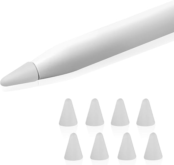 TechMatte Apple Pencil Tip Cover (8-Pack, Clear) Drawing Increased Friction Tool Compatible with Apple Pencil 1 and 2