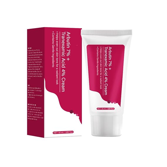 7% Arbutin + 4% Tranexamic Acid Face Cream - Radiance-Boosting Moisturizer to Even Skin Tone, Lightweight Soothing Cream for Dull/Rough Skin, Hydrating & Firming Daily Skincare (50ml Tube) (Pack of 1)
