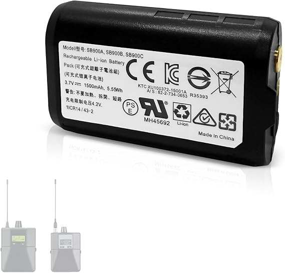 Replacement Battery for SB900, SB900A, SB900B, SB900C, Compatible with Shure P3RA, P9RA+, P10R+ Receivers, ULX-D, QLX-D, AD Series Transmitters,All Associated Docking,etc.