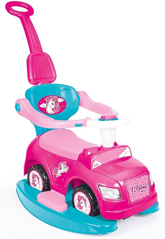 DOLU: Ride On Car: 4-in-1 Walk & Drive - Unicorn & Pink - Walk-Ride-Rock-Drive, Foot-to-Floor, Parent Handle, Indoor & Outdoor Toy, Toddler Ages 12mo+