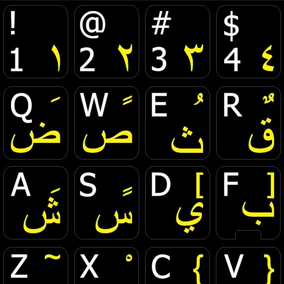 Arabic-English Keyboard Labels Non-Transparent ON Black Background for Desktop, Laptop and Notebook (Manufactured 4Keyboard)