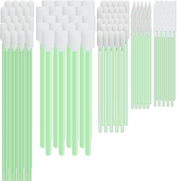 Cleaning Swab Kit 130 Pcs,Multi-Purpose Cleanroom Foam Tip,Square Round Cleaning Swabs 5 Types Lint Free Swabs for Inkjet Printer, Print Head Optics Lens Camera Optical Equipment Automotive Detailing