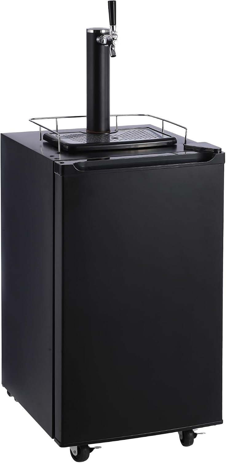 GarveeHome Kegerator and Keg Beer Cooler, Single Faucet Draft Beer Dispenser, Full Size Keg Refrigerator with Shelves, Stainless Steel, Drip Tray & Rail,Temperature Control Draft Beer Dispense