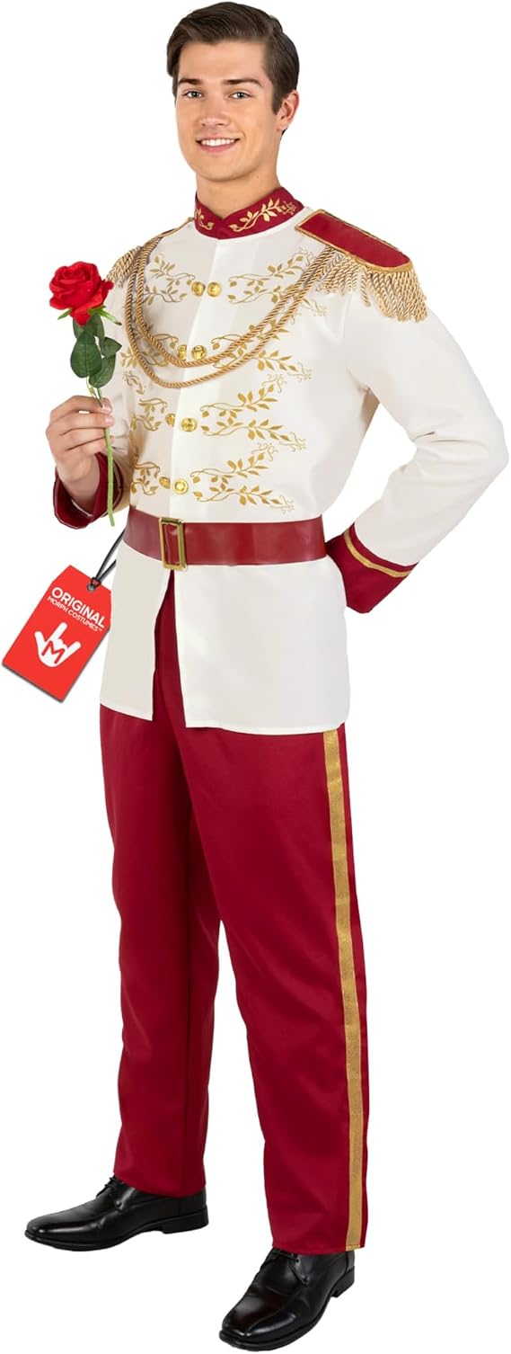 Morph Prince Charming Costume for Men, Prince Costume, Royal Costumes Adult, Storybook Outfit, Halloween Costumes for Men