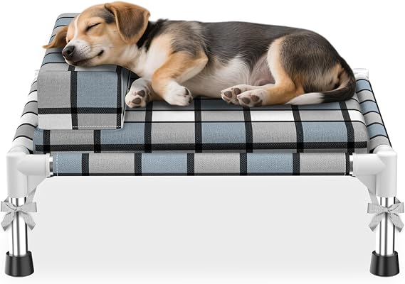 Elevated Raised Dog Bed Mat - Elevated Dogs Bed with Cushion & Bolster Raised Pet Mat Couch Bed with Pillow & Mat for Indoor Outdoor (S)