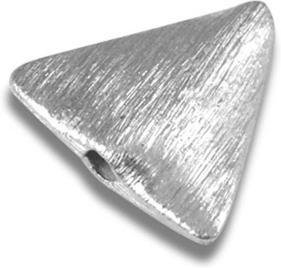 Modern Silver Triangle Shape Brushed Bead from India Handcrafted Silver Overlay Copper Jewelry Accent