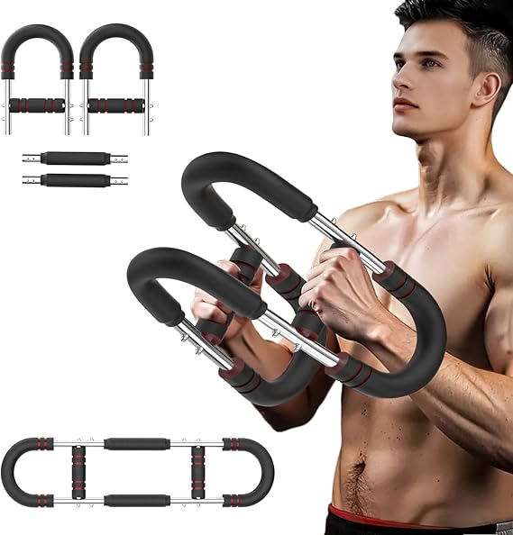 Twister Arm Trainer, Adjustable Power Twister Bar, Chest Shoulder Arm Workout Equipment, Portable Detachable Upper Body Fitness Machine for Home & Gym