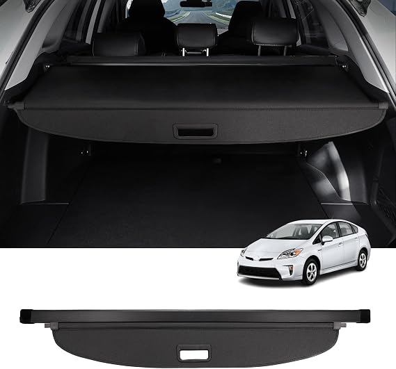 Powerty Cargo Cover for 2010-2014 2015 Toyota Prius 1.8L Accessories Trunk Cover Retractable Trunk Shielding Shade Cargo Luggage Cover Black(Not Fit Toyota Prius C and Toyota Prius V)