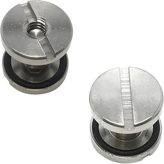 Scuba Choice Backplate Stainless Steel Screws with Flat Head, 1/4"-20 Thread, Friction O-Rings, 2-Piece Set, 18mm x 17mm, Durable for Diving Gear, Harness, Tank and Accessories