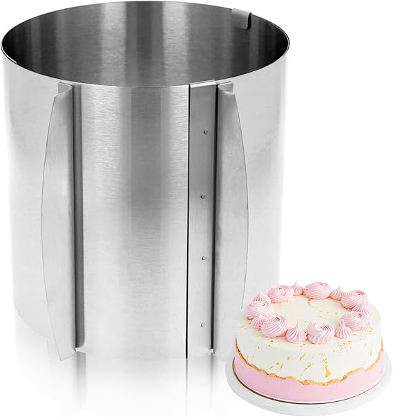 Adjustable Cake Ring 16 to 30cm(Height 15 cm) | Frost Form Cake Kit, Stainless Steel Baking Rings, Suitable for Mousse Desserts Eggs Cooking Pastry Crumpets