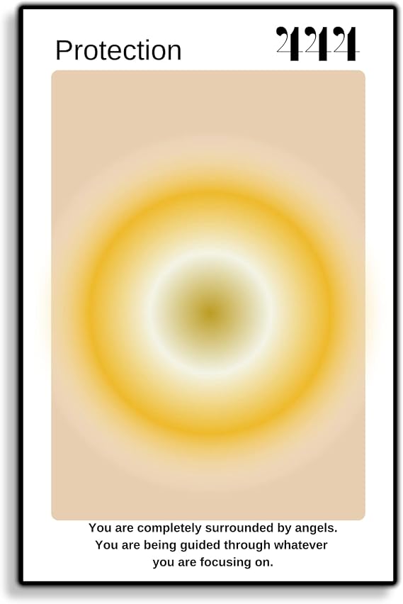 Angel Number 444 Poster Print for Room Aesthetic Aura Poster Spiritual Vibrant Affirmation Wall Art Energy Number Gradient Art Trendy Decor Colorful Print - 11x17 in. LAMINATED - No Frame