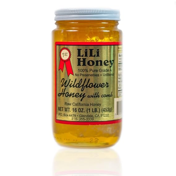 California Raw Wild Flower Honey w Comb 16 Oz. 1 LB Pure 100% Natural Grade A Gift Wrapped