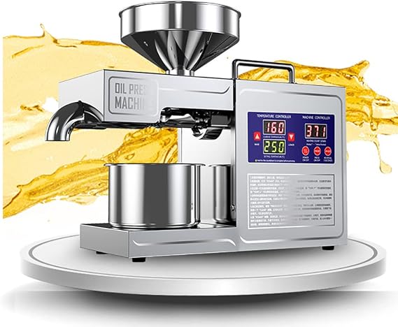 820 W Electric Oil Squeezer, Fully Automatic Oil Extractor, 3-6 KG/h, High Efficiency, Oil Extractor, Tabletop Flush Pressor, Small Oil Pressing Machine, Automatic Oil Press Machine, 304 Stainless Steel, 24 Hours of Continuous Operation, Control Heat, Low Temperature Press, For Household / Commercial Use, Peanuts, Sesame, Natch, Almond, Walnut, Sunflower Seeds, Shiso. Seeds/Pumpkin B03S#110V for use with seeds and supinata seeds