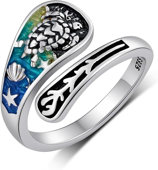 Spoon Rings for Women 925 Sterling Silver Mushroom/Phoenix/Snake/Cardinal/Octopus/Tree of Life/Sunflower/Highland Cow/Dragonfly/Dragon/Horse/Sea Turtle/Frog Rings