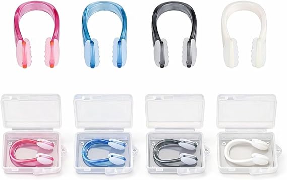Swimming Nose Clips 4-Pack Soft Silicone with Storage Cases