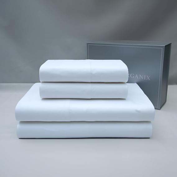 100% Pure Organic Cotton Sheet Set - Luxury 4-Piece - Chemical Free, Breathable - White - Sensual Comfort (Full)
