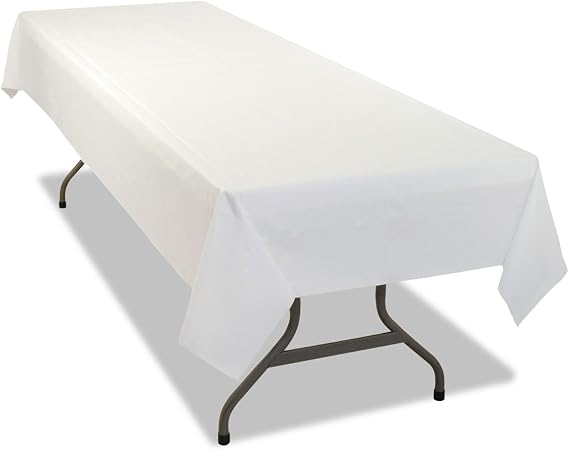 Tablemate 549WHCT Rectangular Table Cover, Heavyweight Plastic, 54 x 108, White, 6/Pack, 4PK/CT