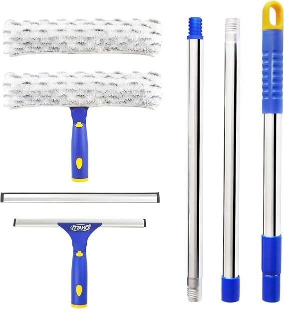 Extendable Window Squeegee Cleaning Tool, and Floor Scrub Brush