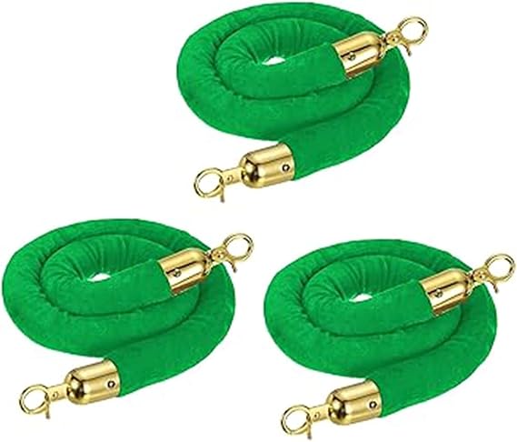 3 Pcs Velvet Stanchion Rope,Velvet Rope,Crowd Control Rope with Snap Hooks,Hanging Rope,Carpet Ropes,for Party Event and Red Carpet(Size:4.9ft,Color:1)