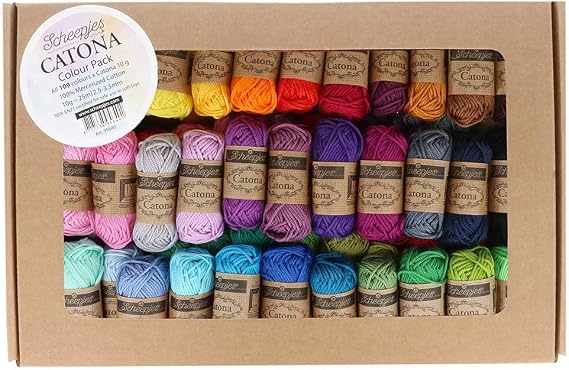 Scheepjes Catona Color Pack, 109 Mini Skeins (10g) Mercerized Cotton