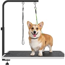 29" H Adjustable Height Dogs Grooming Arm with Clamp, Dog Grooming Table Arm with Loop Noose and No Sit Haunch Holder, Perfect Dog Restraint for Small & Medium Dogs，Arm for Grooming Tables