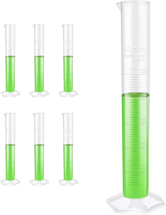 Utile Economic Graduated Measuring Cylinder, 6pcs of Vol.50ml, Plastic Measuring Cylinder Lab Cylinders, with Molded Graduations, 4205.1150.6