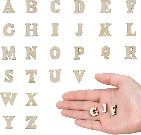 Giantree 208Pcs Wooden Letters, 0.6 Inch Poplar Wood Burning Letters, Letters for Crafting, DIY Craft Home Decor