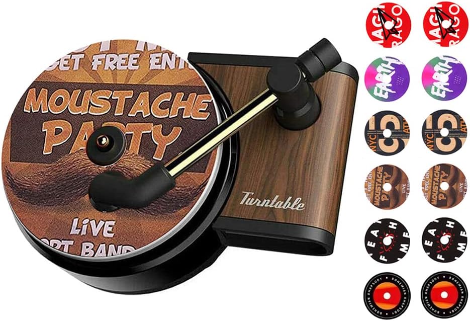 Record Player Design Car Air Fresheners Vent Clip Car Accessories , Retro Turntable Car Freshener Car Perfume, 12 Pieces Aromatherapy Tablets