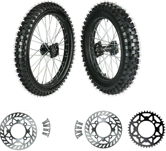 RedCap 19" 16" Motocross Wheel Tire Rim Set - Front 70/100-19 Rear 90/100-16 Tire and Rim with 520 43T Sprocket for Dirt Pit Bike Motocross Apollo Taotao SSR Thumpstar Motorcycle 15mm Bearing