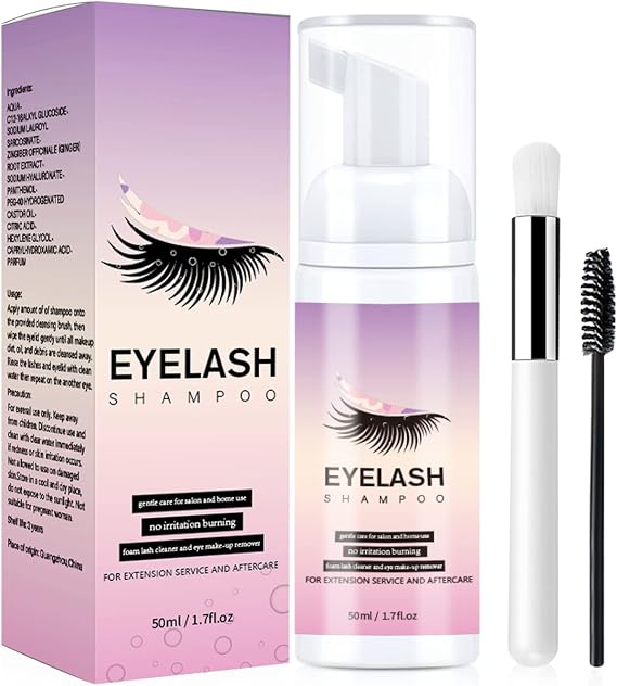 Lash Shampoo for Eyelash Extension,50ML Lash Extension Shampoo Kit Makeup Remover,Eyelash Extension Shampoo for Eyelashes Extension Remover,Home Use,Nourishing Formula