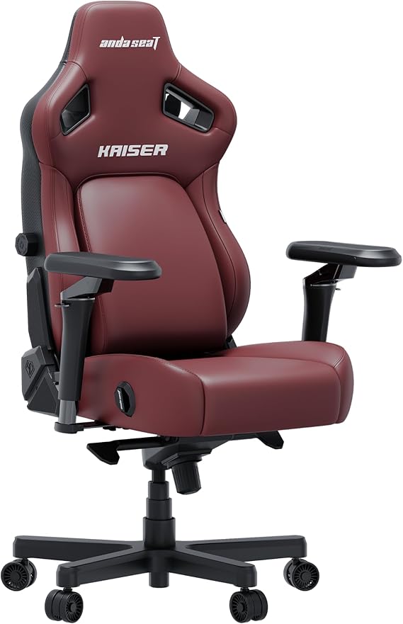 Anda Seat Kaiser 4 XL Gaming Chairs for Adults - Ergonomic Maroon PVC Leather Gaming Chair with 6D Armrest, Comfortable Office Seat with Lumbar Support, Heavy Duty Wide Gamer Seat