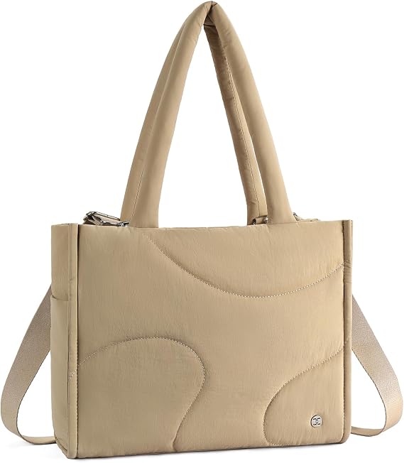 Telena Tote Bag for Women Puffer Bags Quilted Carryall Shoulder Handbag | Lightweight for Travel Work Gym