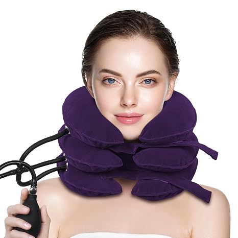 Cervical Neck Traction Device - Inflatable & Adjustable Neck Stretcher Neck Support Brace, Neck Traction Pillow for Home Use