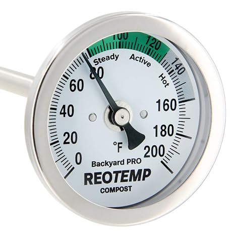 REOTEMP Backyard Pro Compost Thermometer, with PDF Composting Guide (0-200 Fahrenheit) (24 Inch Stem)
