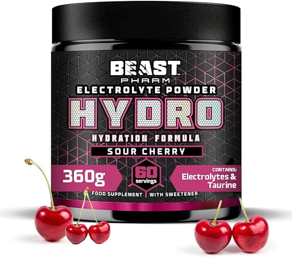 Beast Hydro Electrolytes Powder 60 Servings Electrolyte Drinks Sour Cherry