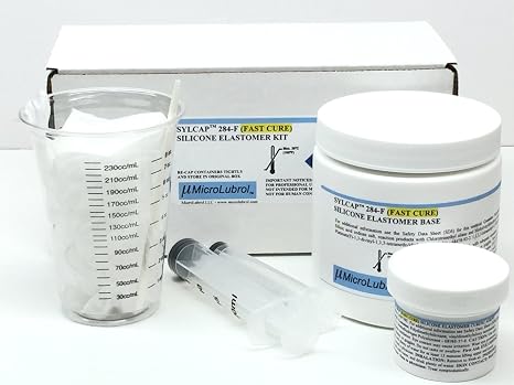 SYLCAP 284-F (Fast Cure) Silicone Elastomer Encapsulant Kit, Transparent, Optically Clear, 10:1 Mix, 500 Gm/ML (0.5 Kg), Faster Than Sylgard 184 and Similar