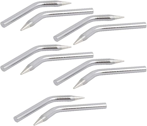 New Lon0167 Bent Soldering Featured Station Solder Iron reliable efficacy Tool Pointed Tip Silver Tone 10 Pcs(id:48f 43 53 d44)