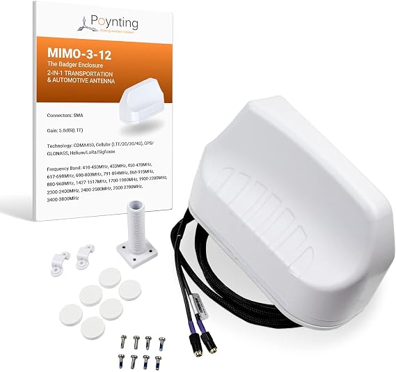 Poynting MIMO-3-12 2-in-1 Transportation & Automotive Antenna | 2X2 MIMO | 5G | 4G | LTE | CBRS | 410-3800 MHz