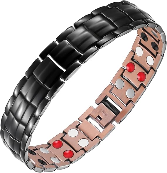 Feraco Magnetic Copper Bracelet for Men 99.99% Solid Pure Copper Jewelry | 3500 Gauss Powerful 4 Elements Magnets,Gift with Adjustable Sizing Tool