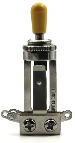 Switchcraft 3-Way Toggle Switch for Gibson Les Paul - Long Straight with Genuine Amber Switchcraft Tip