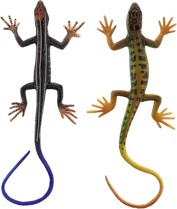 NUOBESTY Realistic Fake Lizards Artificial Reptile Lizard Models Plastic Gecko Action Figures for Halloween and April Fool's Day Pranks, 2 Pieces