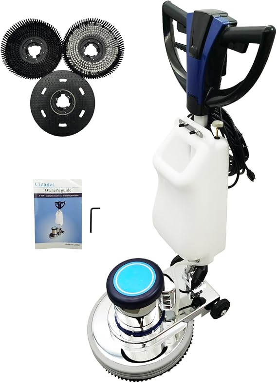 1100W Floor Polisher Commercial Floor Scrubber Machine Carpet Buffer Scrubber with 3gal Water Tank and 18" Base 175Rpm 110V