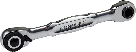 CONQUER Mini Ratchet 1/4 Inch Low Profile Dual Drive Socket Hex Bit Driver | Socket/Bit Driver, 72-Tooth, 5° Swing Arc, Ultra-Low Back Drag, Quick-Release Button; For Tight Engine Bays & EDC Kits