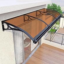 Door Awnings Exterior, Polycarbonate Cover Awnings for Doors Entrance, Awning for Door Window Exterior with Aluminum Bracket for Sun Shutter, UV, Rain(Brown,60x60cm/24x24in)