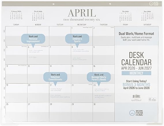 2026-2027 PlanAhead Work From Home 22" x 17" Academic Monthly Desk Pad Calendar