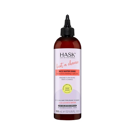 HASK Knot A Chance Rice Water Rinse with Fortifying Rice Water for Wavy, Curly, Coily & Kinky Hair, Minimizes Shedding, Enhances Shine, Vegan, Sulfate-Free, Cruelty-Free 12 fl oz