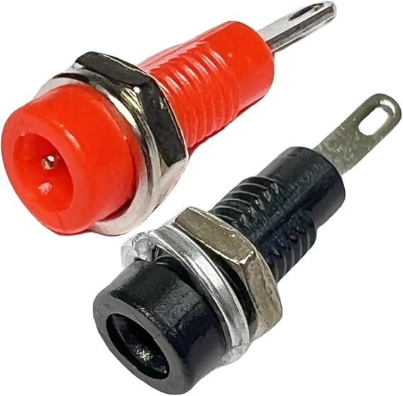 2mm Banana Jack Socket, Red Black Solder Panel Mount Pair for RC Lab Test Points, 10 Pack