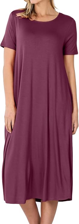 ALLLA Sleepwear for Womens Nightgowns Loungewears Shortsleeve Pajamas Causal Dress