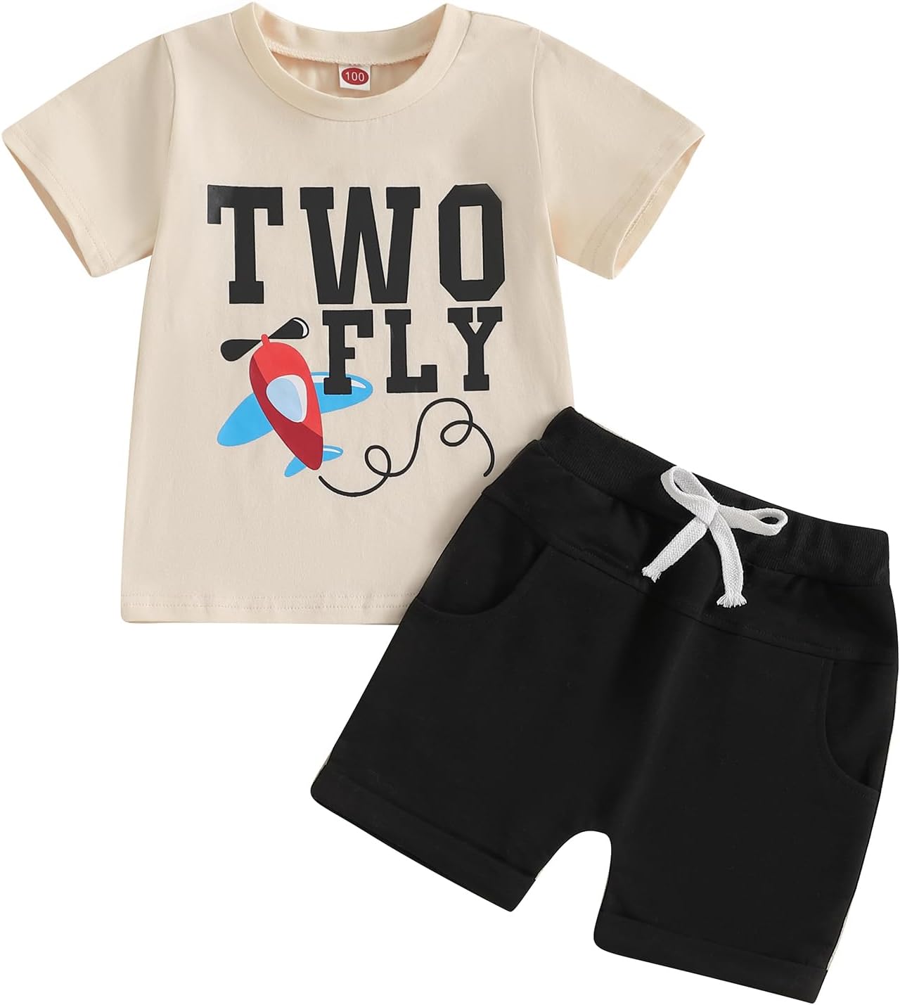 Toddler Baby Boy 2nd Birthday Outfit Two Fly Airplane Short Sleeve T-Shirt Tops Shorts Set Summer Clothes
