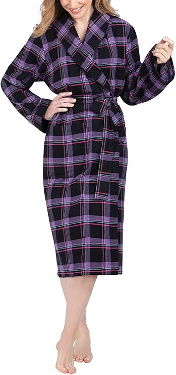 PajamaGram Long Womens Bathrobes - Flannel Robe Women